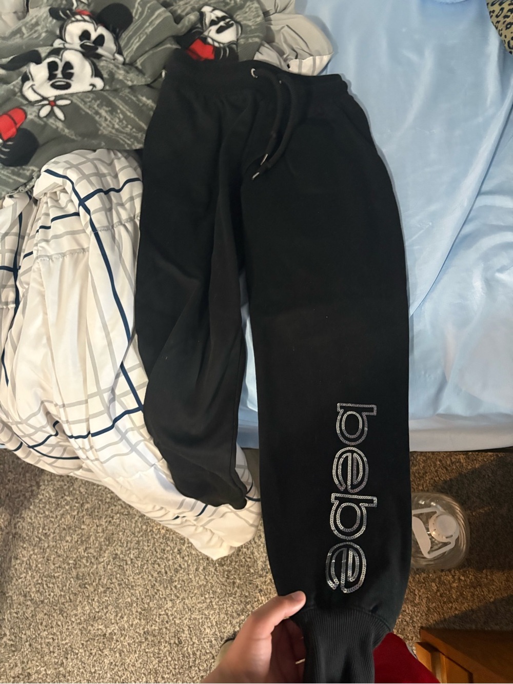 bebe Black Logo Joggers with Drawstring